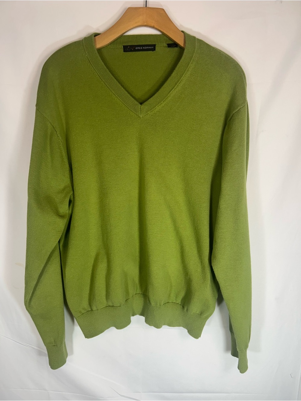 Greg Norman Collection Men's V-Neck Lime Green Sweater